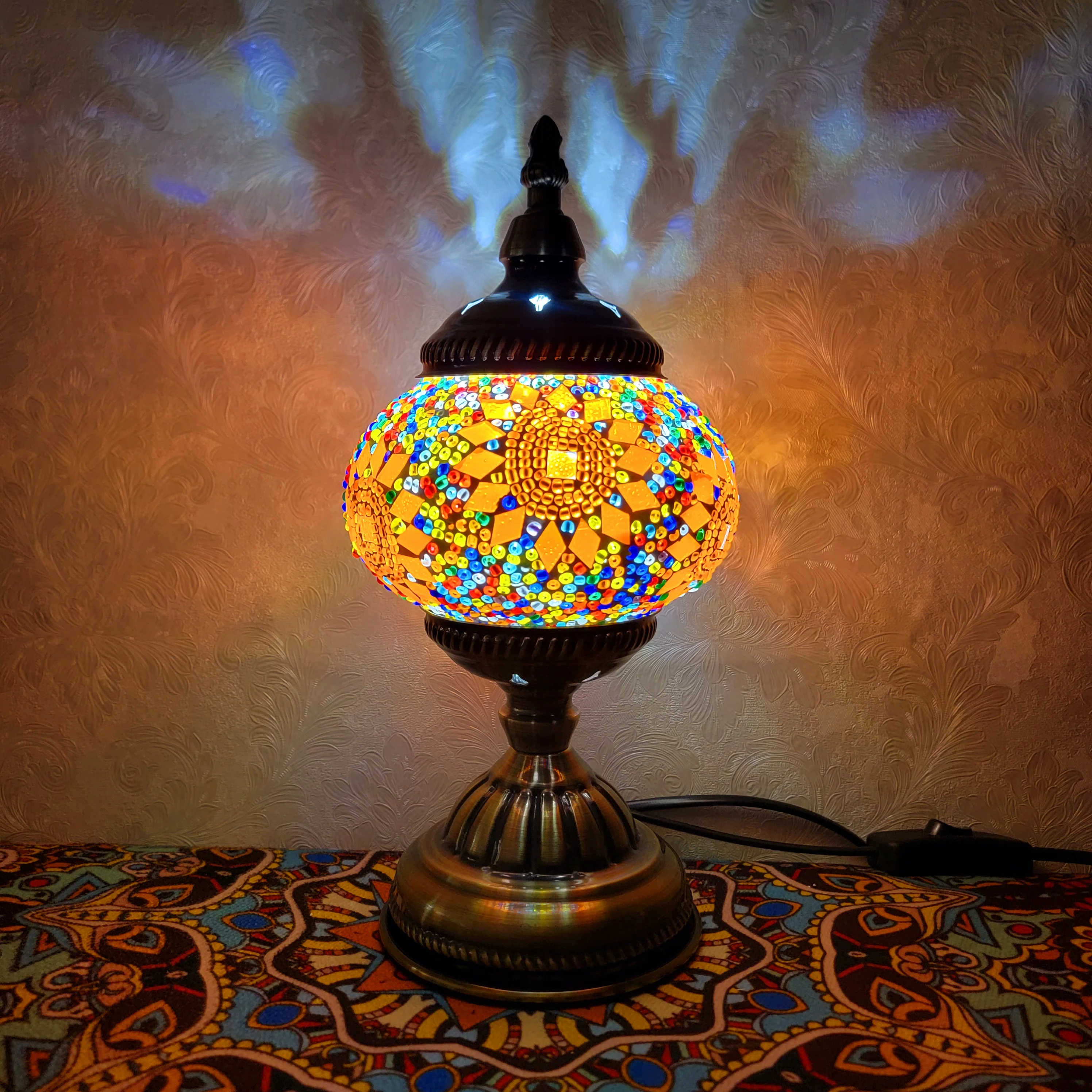 Tiffany Table Lamp Mosaic Stained Glass Blue Moroccan Lantern Desk Lights Decorative Handmade Tiffany Lighting