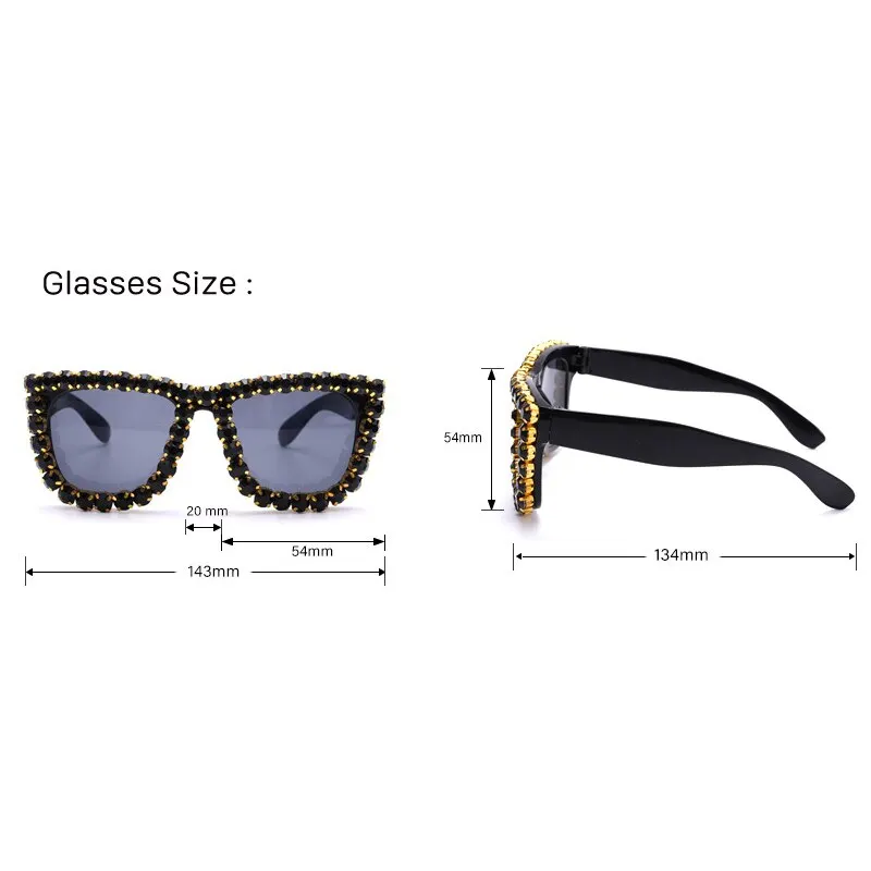 Oversized Rhinestone Frame Square Sunglasses Ladies Diamond Glasses Brand Designer Fashion Sun Glasses UV400 Shades for Women