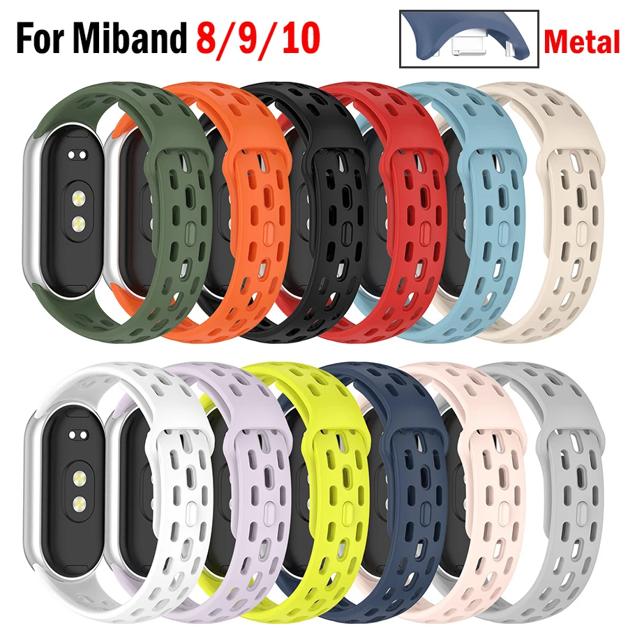 

Breathable Sport Strap For Xiaomi Miband 8 9 10 Belt Hollow-out Smart Bracelet Replacement Watch Strap For Mi Band 10 9 8 Band