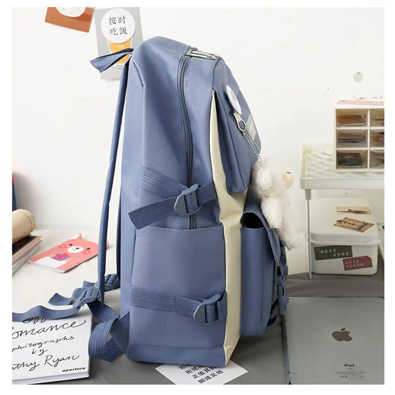 5 قطع حقيبة ظهر نسائية عصرية ذات سعة عالية مقاومة للماء للكلية العصرية للفتيات حقائب مدرسية للكمبيوتر المحمول حقيبة كتب للسفر للفتيات اللطيفة