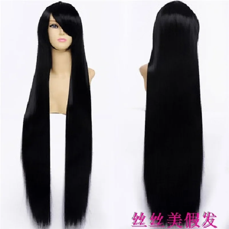 100cmBlack طويل مستقيم الشعر costumecosplayWig Enma Ai Akiyama Mio Kikyo/Eightfold SnowcosWig