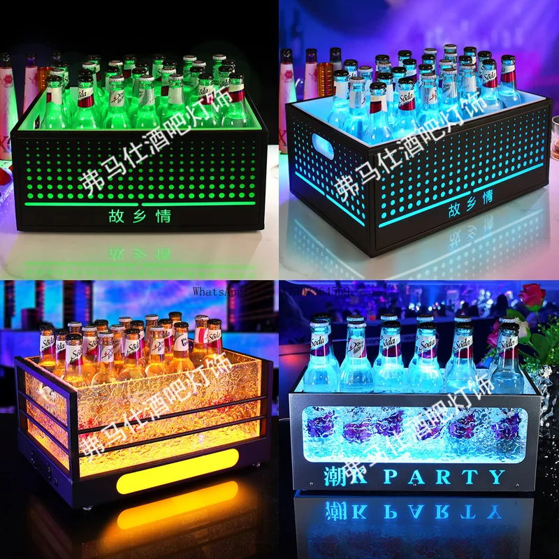 

Bar ktv luminous ice bucket wrought iron anti-drop beer frame chilled bucket transparent acrylic cocktail ice bucket