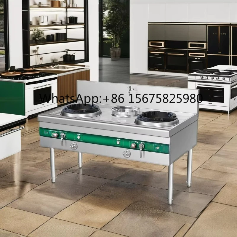 

Professional Commercial 2-Burner Wok Stove, Low Pressure Natural G as Stainless Steel Range for Hotel Restaurant
