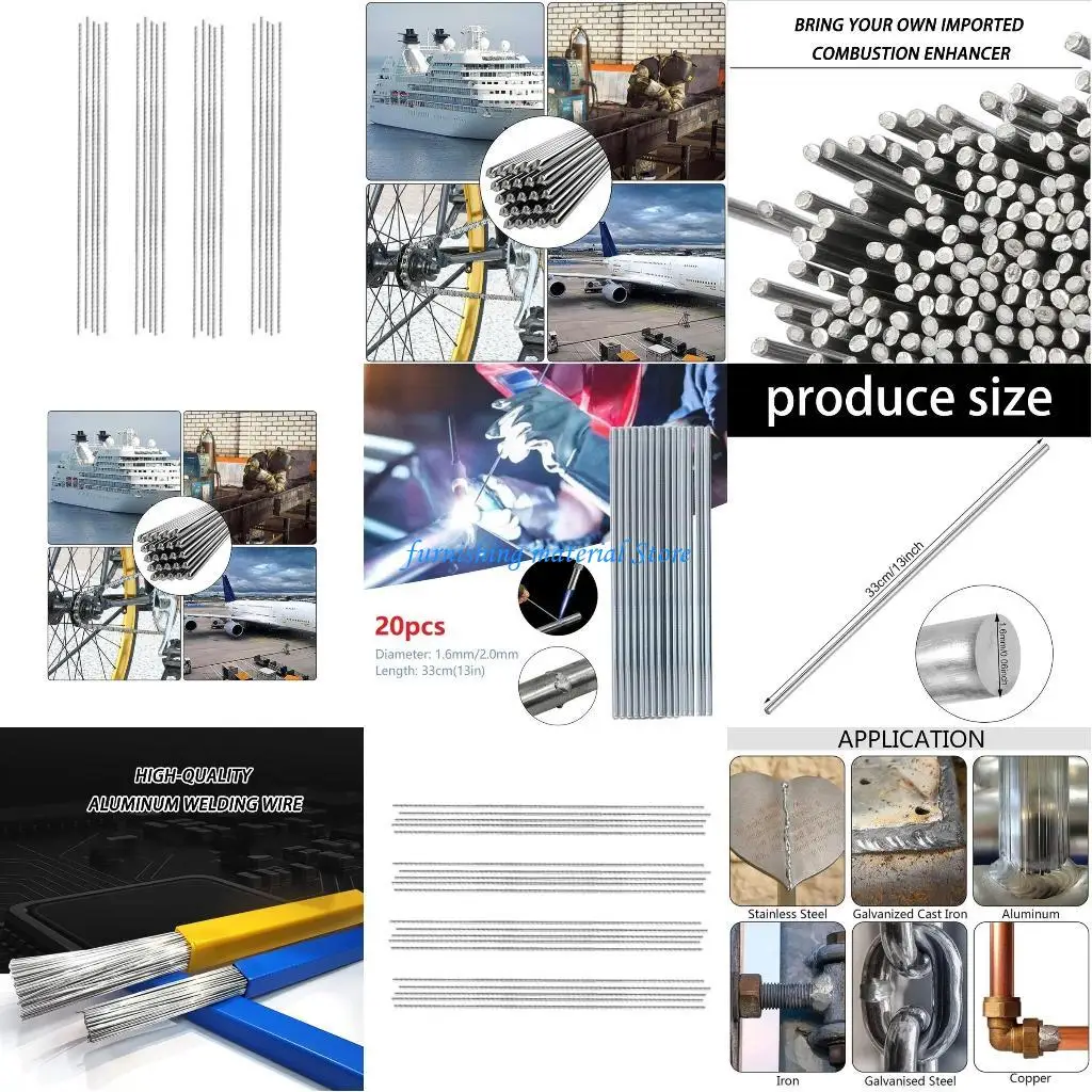 Cable soldadura sin flujo Y5GD 20pcs Varilla aleación aluminio 1.6 mm Barra soldadura tecnología fusión