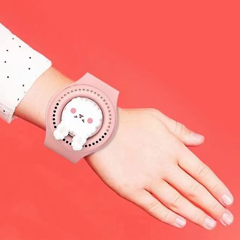 Мини-наручные часы с вентилятором, детские портативные бесшумные электрические часы с вентилятором, зарядка через usb, Прямая