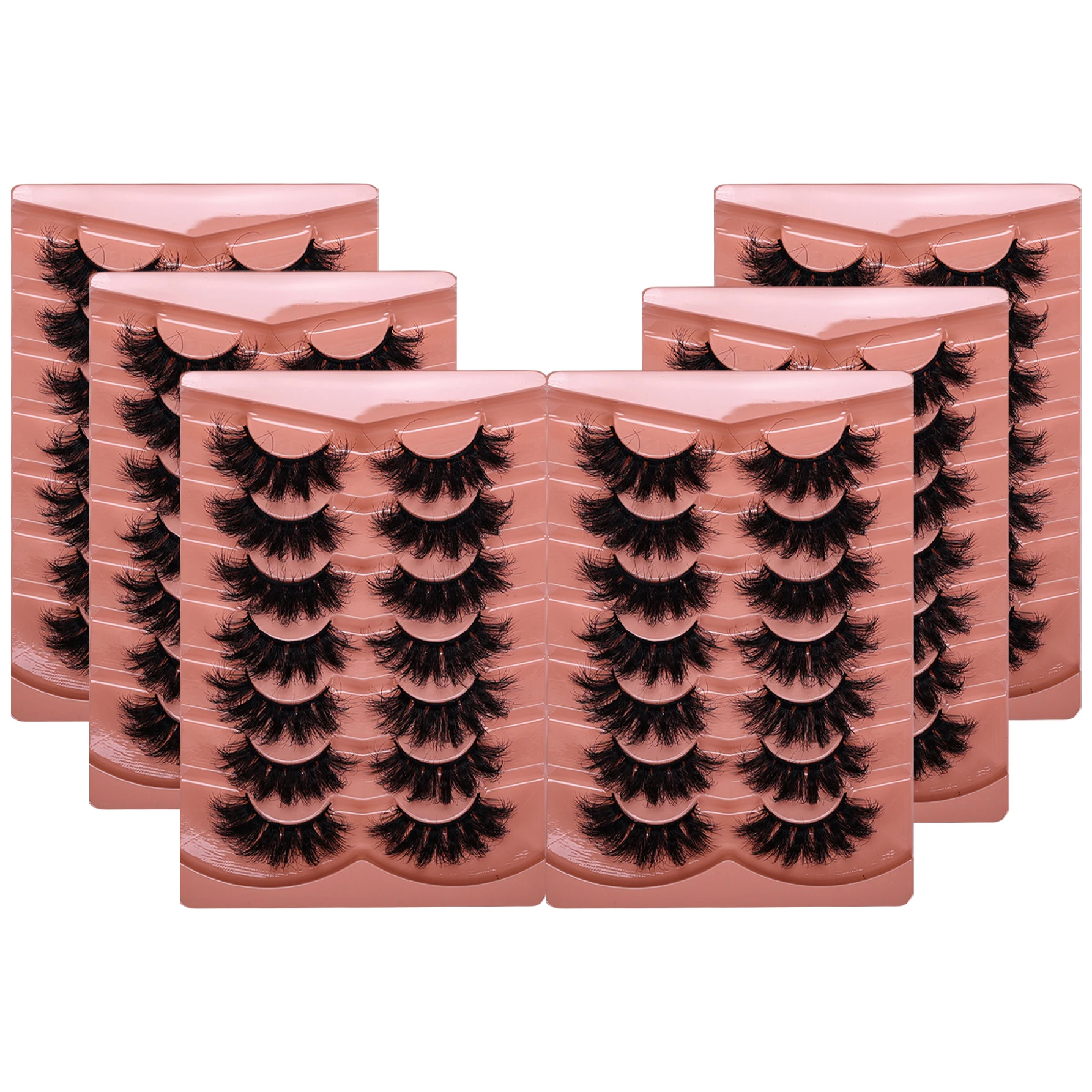 

42Pairs/6Pack Lashes Fake Fluffy Russian Strip Lashes 3D Fake Lashes Makeup Messy False Eyelashes Fluffy Thick Lashes