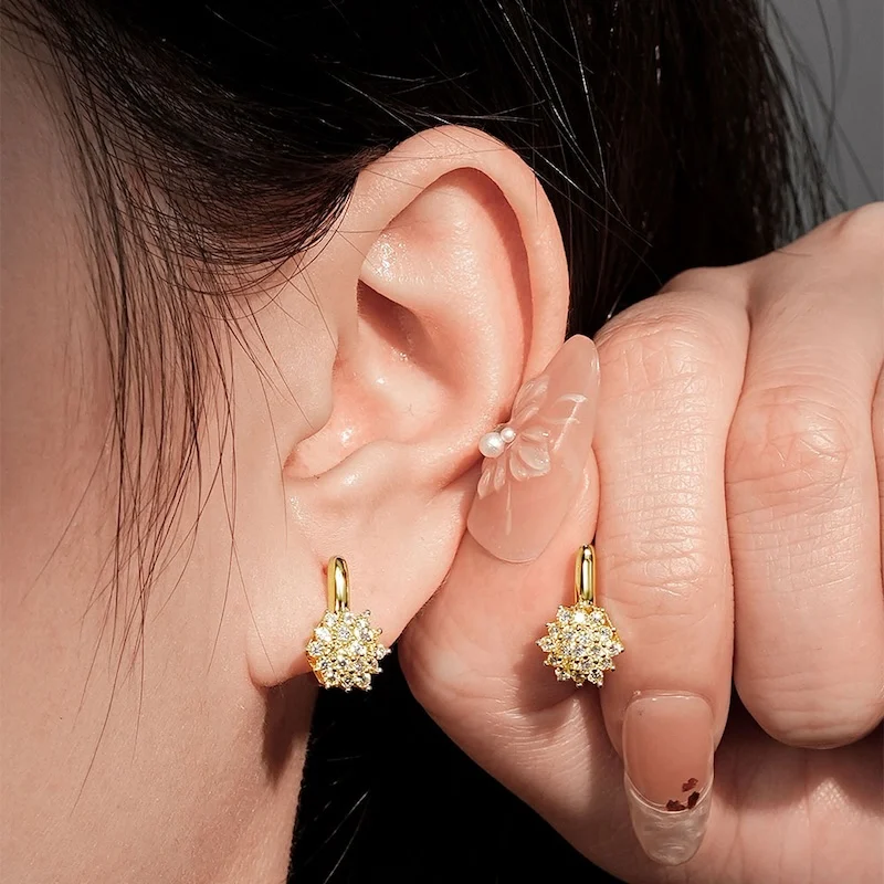 Rrjzz Sparkling Starlight Exquisite Ohrclip-Ohrringe, D-Farbe, vollständig mit Moissanit besetzt, Creolen für Frauen, Geburtstagsgeschenke, Schmuck – Detail 16