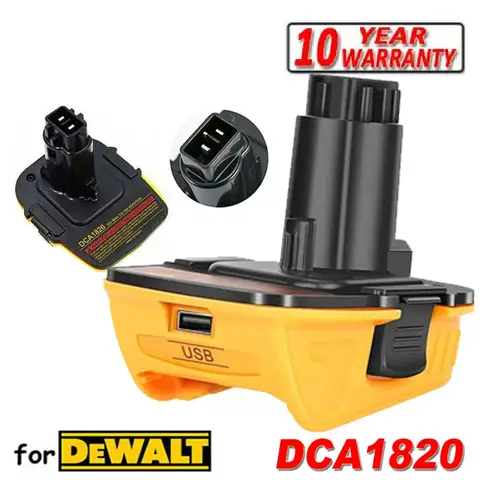 Adaptador de bateria dca1820 para dewalt 20v bateria de lítio converter para dewalt broca 18v nicad & nimh ferramentas com conversor usb