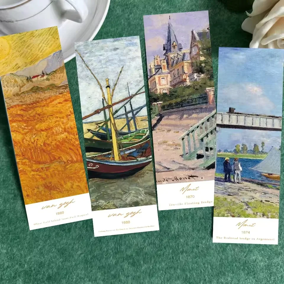 30pcs World Classic Painting Bookmark Retro Oil Painting Decoration Reading Book Page Markings Bookmarks