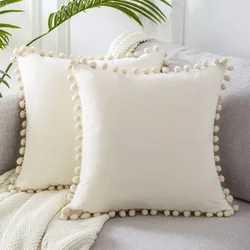 Soft Velvet Tassel Cushion Cover Decorative Pillows Throw Pillow Case Soft Solid Colors Home Decor Living Room Sofa Seat Coffee