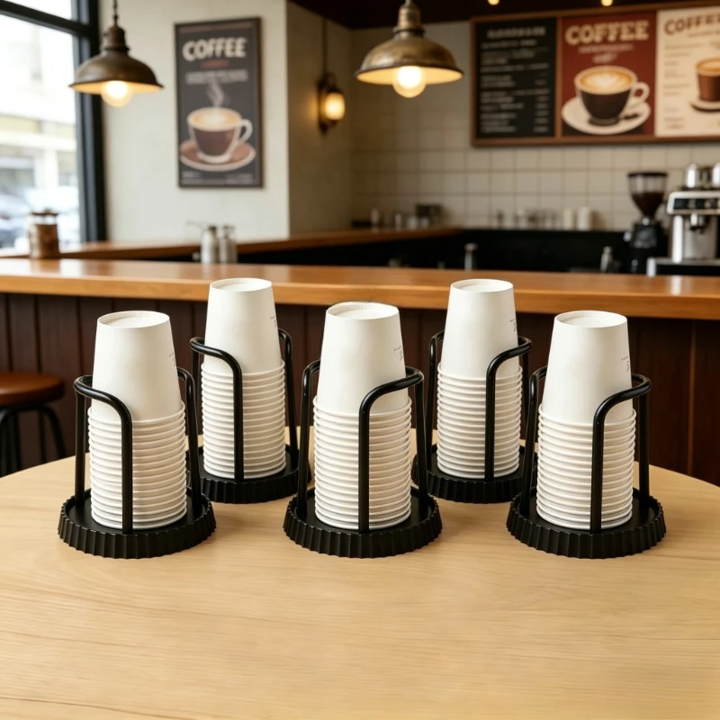 5pcs Disposable Cup Dispenser Desktop Cup Holder, No-drill Paper Cup Holder, Creative Paper Cup Storage Rack