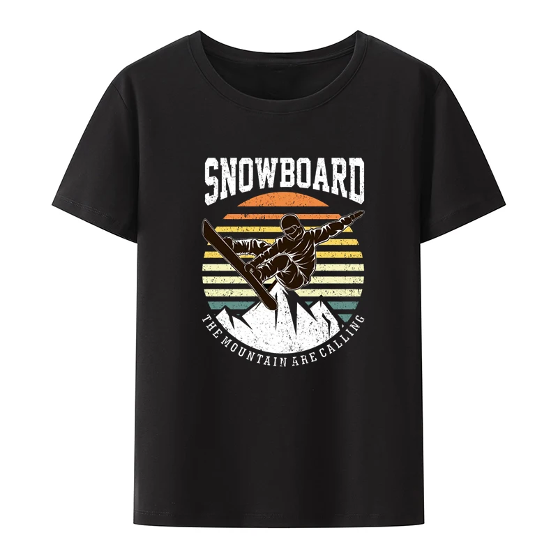 Retro Snowboard Mountains Picture Print T-shirt Funny Tee Trend Women's Tops Tees Woman Clothes Aesthetic Nostalgia Koszulki