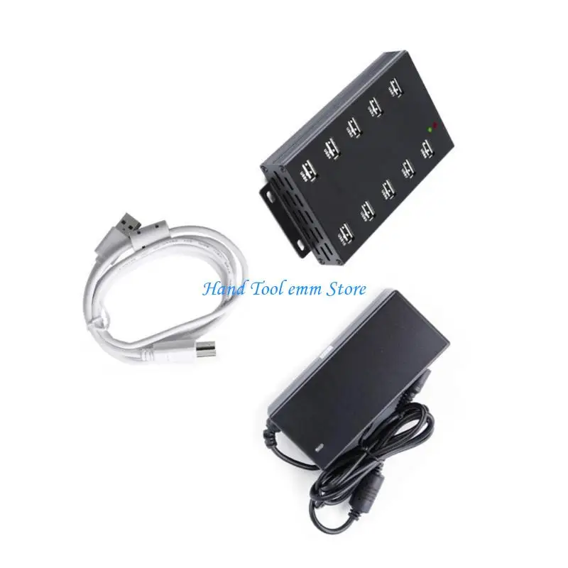 H37F 10 Port USB 2.0 Adapter Hub 480Mbps Stable Power Supply Wide Compatibility
