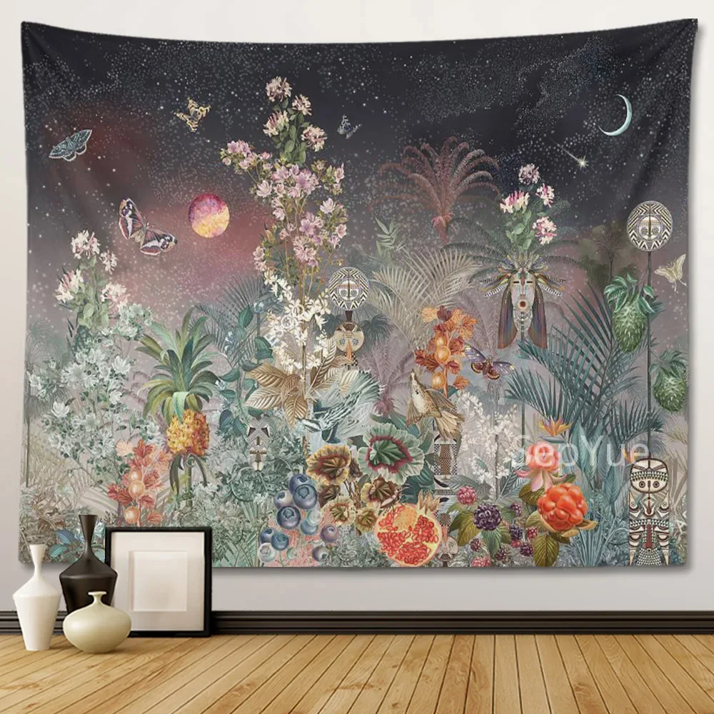 Flower Vintage Boho Tapestry Wall Hanging Bedroom Decorative 3D Fabrics Large Hippie Home Room Decor Blanket