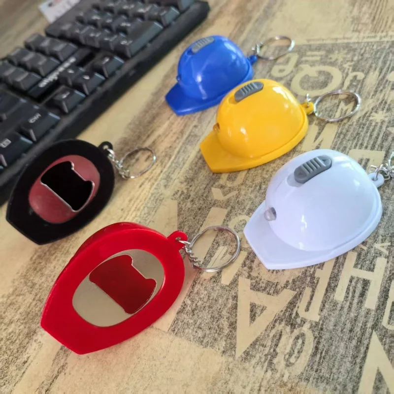 3/5 Pcs Construction Mini Flashlight Keychain Helmet Flashlight Safety Hat Keychain for Man Construction Themed Party Gifts