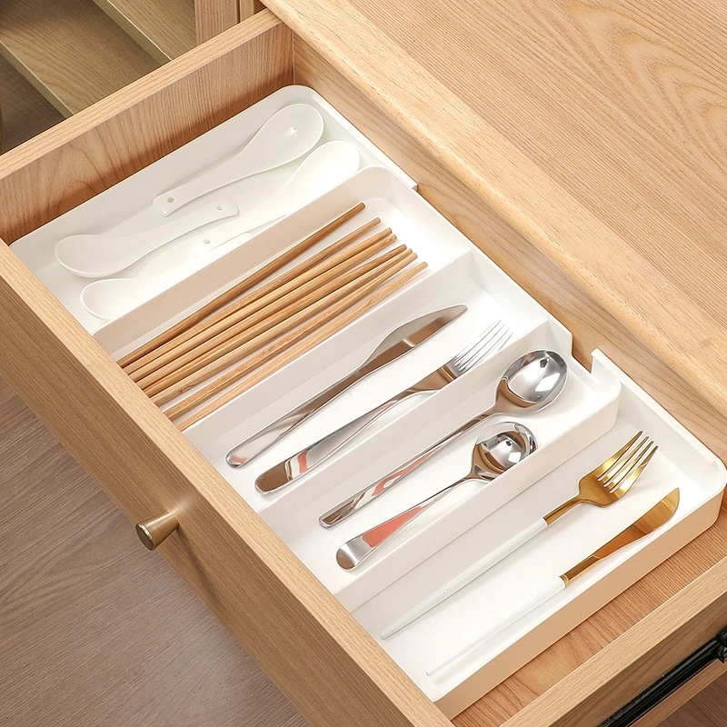 

Kitchen Drawer Tableware Organiser Expandable Divider Storage Box Adjustable Tray Flatware Sorting Storage Divider Organiser