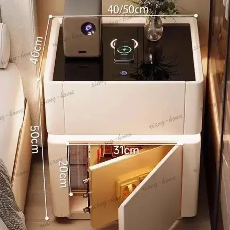 LSBedside Table Security Multifunctional Wireless Charging Password Lock Bedside Table Safe Furniture Organizers Intelligent