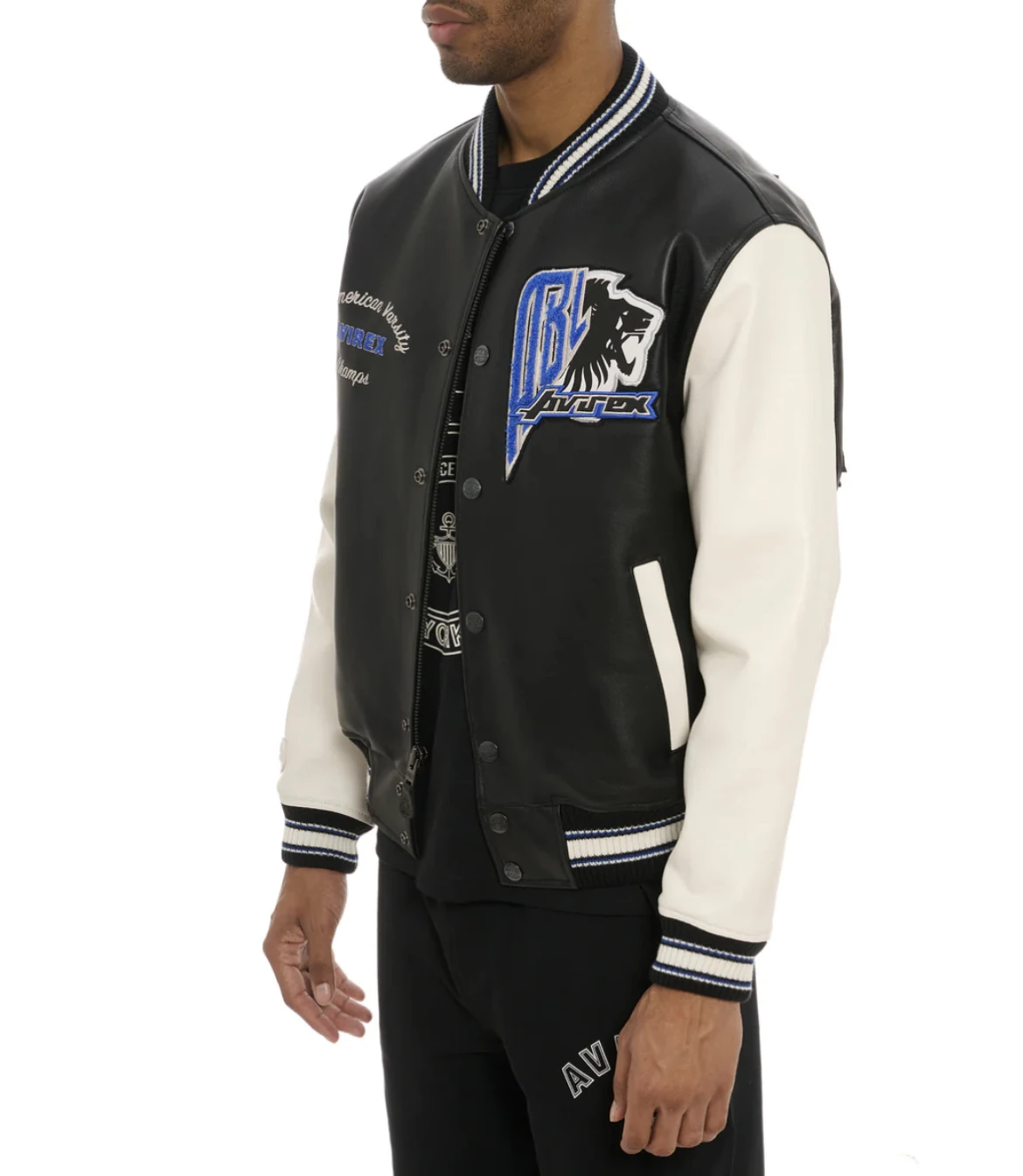 AVIREX New Men's 100% French Lambskin Jacket Authentic US Size Original Iconic Standing Collar Ribbed Hem Genuine Leather Jacket - Image 5