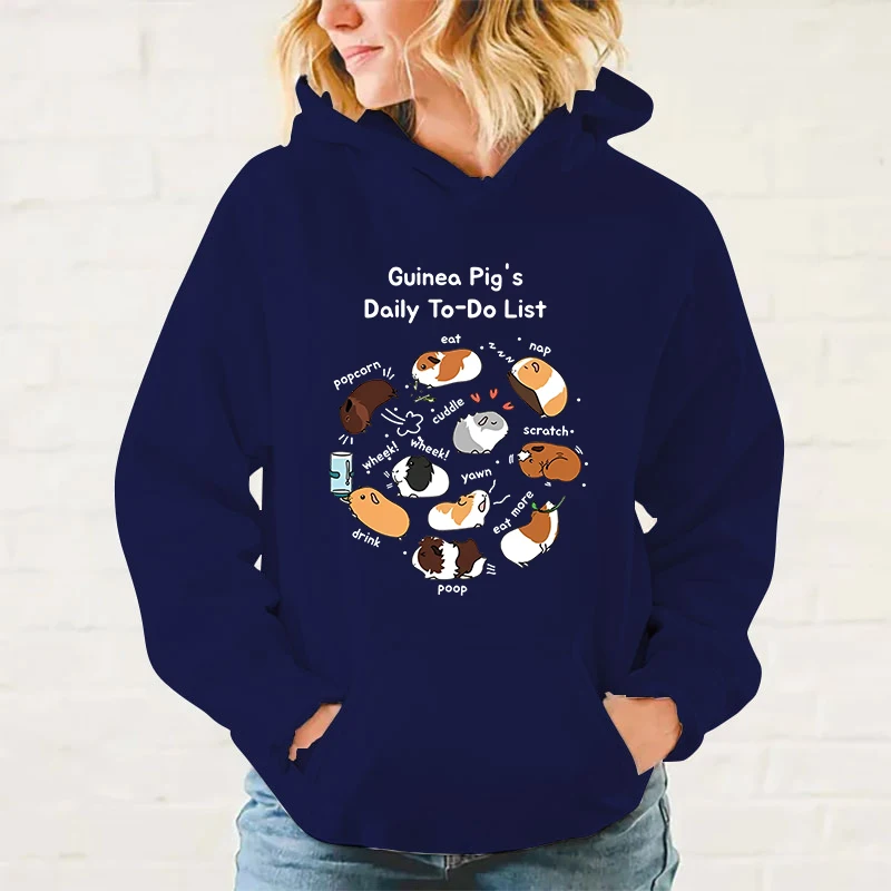 Funny Guinea Pig Daily To Do List Print Hoodie Fashion Women Men Casual Pullover Hoodies Ladies Sweatshirt