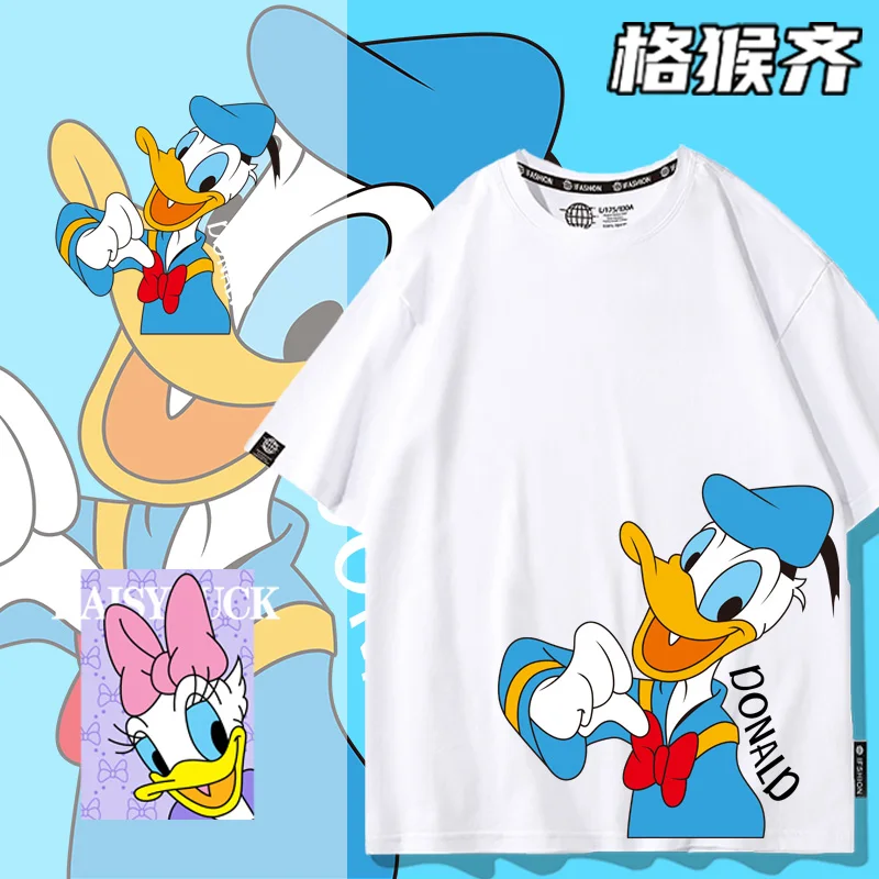 

Disney Donald Duck Daisy joint short sleeve T-shirt American cotton clothes male cartoon cartoon boy half sleeve summer