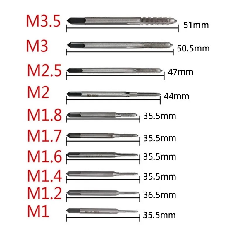 Metric Tap HSS 6542 Mini Thread Tap Drill Bit M1-M3.5 Straight Flute Machine Screw Tap Adjustable Tap Wrench M1-M8 Tapping Tool