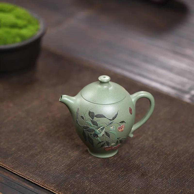 Drop-Shipping Handmade Yixing Pure Purple Teapot With Clay Painting High-End Tea Set Elegant And Graceful