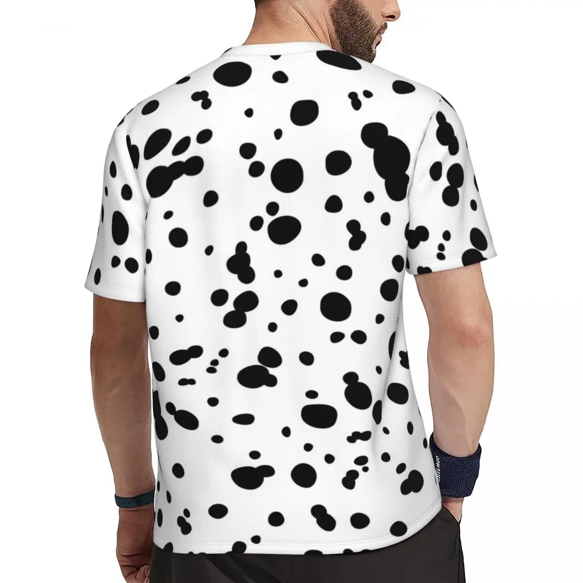 Dalmatian Spots Print Running T Shirt Animal Dots Hippie T Shirts Men Street Style Tshirt Summer Short-Sleeve Graphic Tees