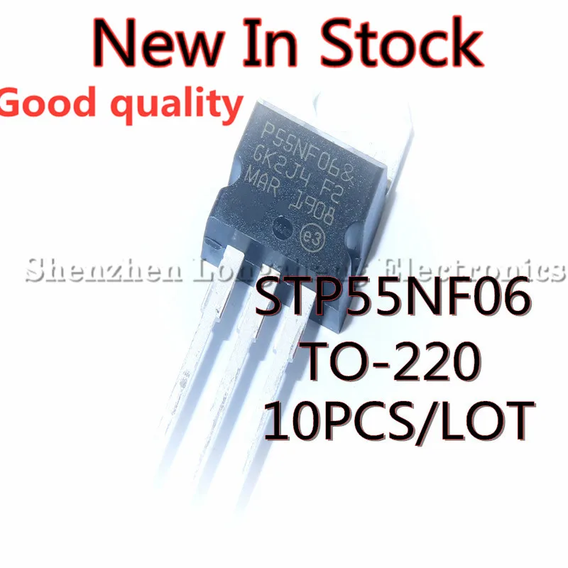 10PCS/LOT New P55NF06 STP55NF06 TO-220 50A 60V MOSFET In Stock