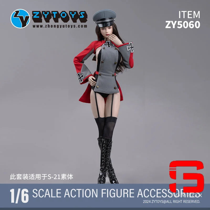 ZYTOYS ZY5060 1/6 أنثى معطف بأكمام طويلة الأمير الحمالات قبعة الملابس نموذج صالح 12 ''الجندي عمل الشكل الجسم #3