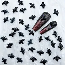 20szt Halloween Nail 3D Bat Nail Charms Ozdoby do paznokci Olśniewające cyrkonie na ciemny manicure Halloween Nail Art Designs Parts