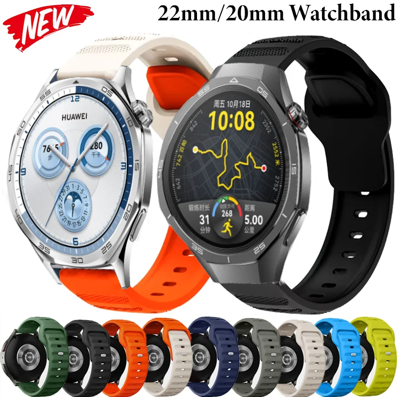 20mm 22mm Silicone Band For Samsung Watch 7/6/5/4/3 Huawei Watch 5-4-3/GT4/3 Pro 46mm Bracelet Band For Amazfit GTS 4 Mini/GTR 4