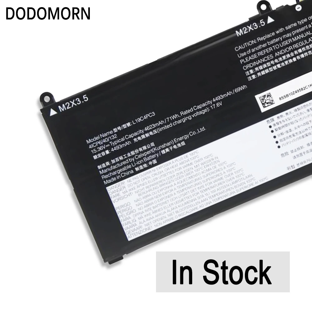 DODOMORN L19M4PC3 Laptop Battery For Lenovo Legion Y9000 R9000X Y9000X R7000P Y7000P S7-15IMH5 82BC S7-15ARH5 82HM L19C4PC3 71Wh