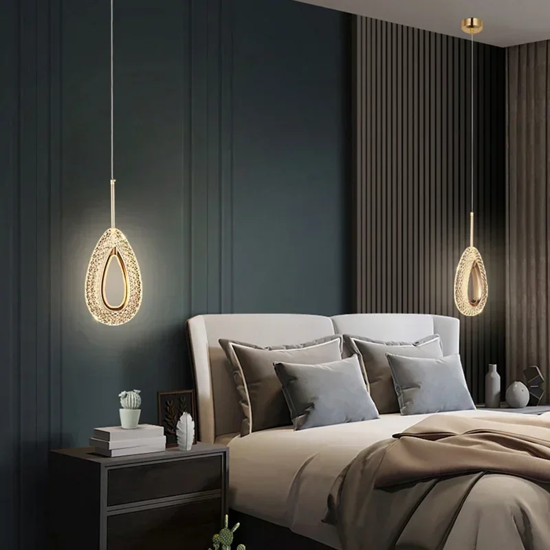 Nordic Luxury Crystal Pendant Light Bedside Dining Table High-end LED Pendant Light Home Interior Decoration Pendant Light