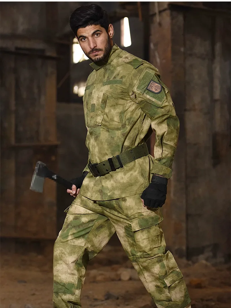 2026 Tactical Camo ACU Uniform Men 2Pcs Set Durable Wear-Resistant Training Security Duty Uniforms