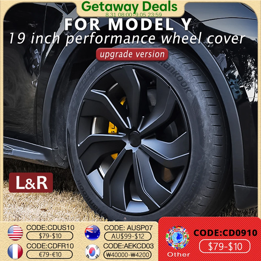 

4PCS Hub Cap Car Automobile Hubcap Full Cover Performance Replacement Wheel Cap Accessories For Tesla Model Y 19 Inch 2017-2024