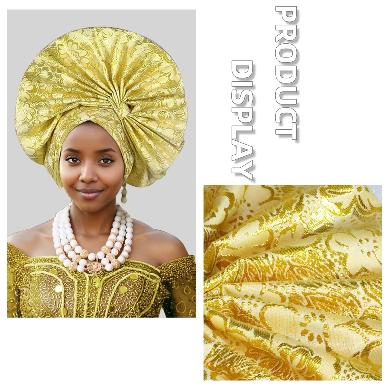 

Exaggerated Fan-Shaped Auto Gele Already Made Headtie for Women African Lady Head Wrap Wedding Party Head Ties Female Turban Cap
