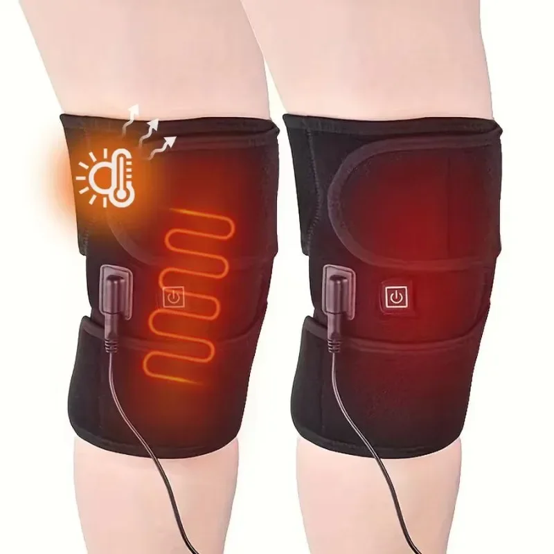 USB Electric Heated Knee Brace Thermal Heating Pad Joint Pain Relief Thermal Knee Support Wrap For Arthritis Leg Warm Therapy