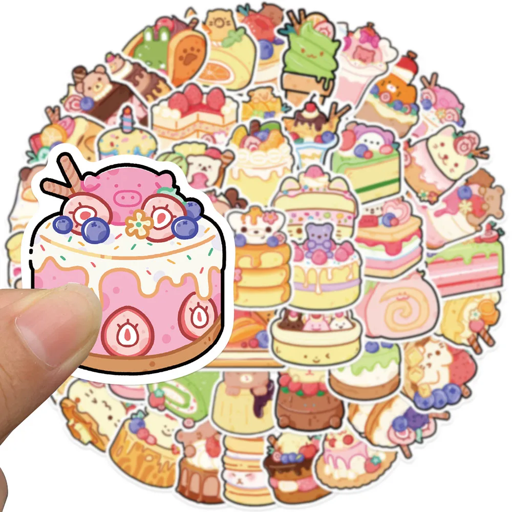 50 pezzi simpatici animali dessert adesivi cartoni animati graffiti decalcomanie per custodia del telefono portatile frigorifero scrapbook adesivi regalo giocattolo per bambini