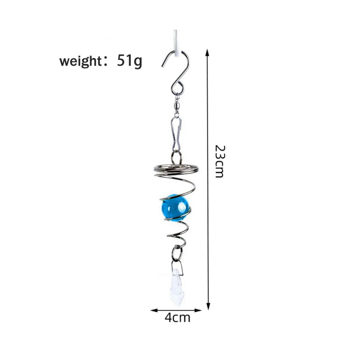 5 Stück Spiral windspiele Kristall kugel Wind Spinner Anhänger Dreh haken Wind Glockenspiel Schwanz für Hausgarten Hof Dekoration