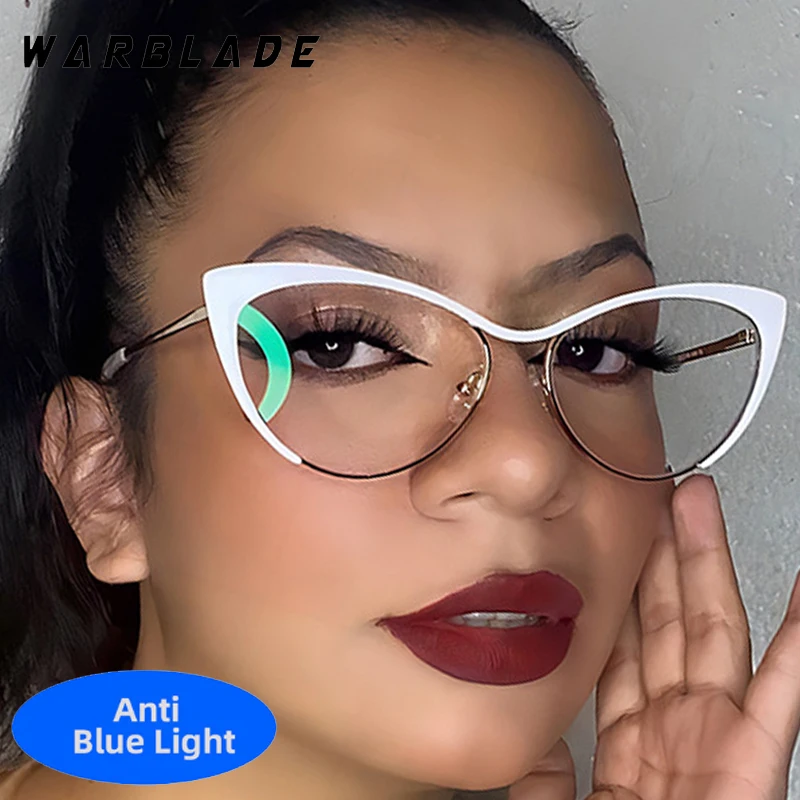 

Classic Trend Metal Cat Eye Blue Light Blocking Women Glasses Men Computer Games Brand Designer Eye Protection Optical Eyewear