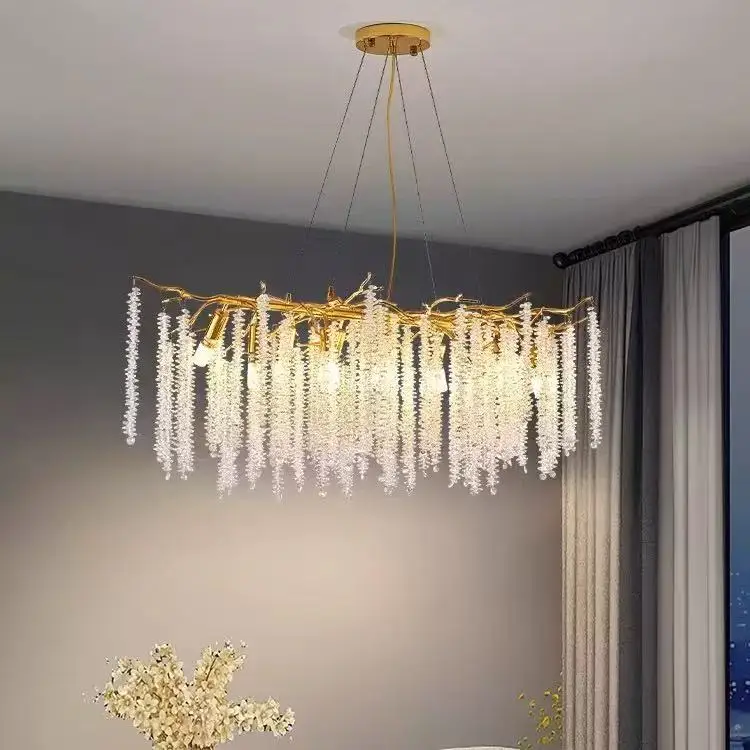 

Nordic modern LED Chandelier silver gold K9 crystal pendant light luxury branch circular light ceiling restaurant lighting