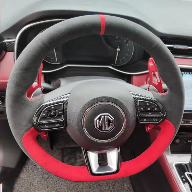 DIY Hand Sewing Car Steering Wheel Cover for MG ZS HS GS 5 6 RX5 RX8 ZS EV 2017-2023 Car Suede Interior Accessories