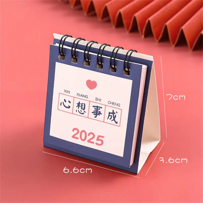 2025 Mini Simple Small Desk Calendar Pocket Portable Calendar Punch Plan Desktop Decoration