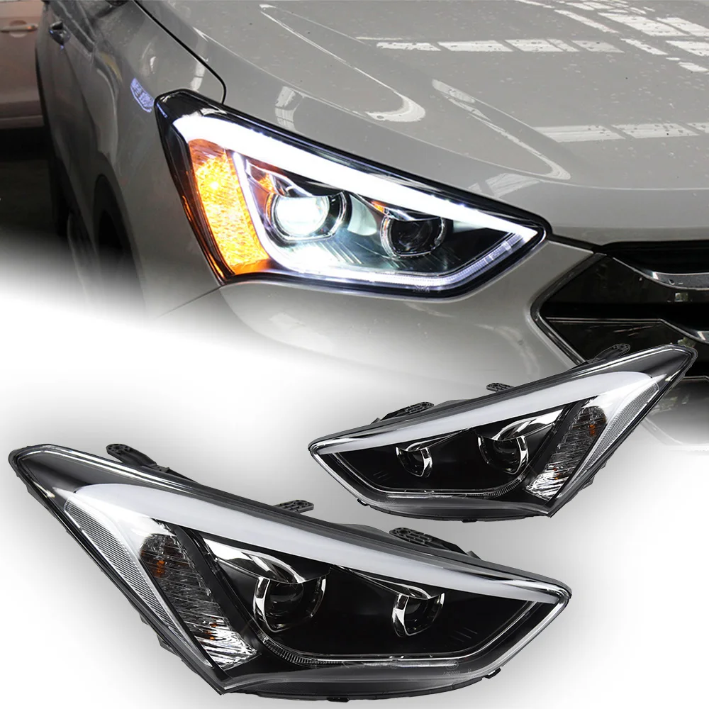 

Для Hyundai IX45 светодиодные фары 2013-2016 автомобильные сигнальные фары объектив проектора DRL Santa Fe обновление фар автомобильный аксессуар