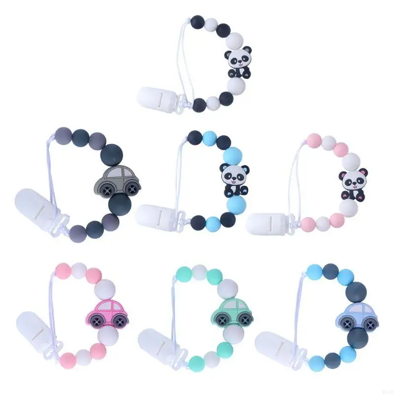 

W3JF Pacifier Clips Panda Car Pacifier Chain Holder for Soother Chew Toy Clips