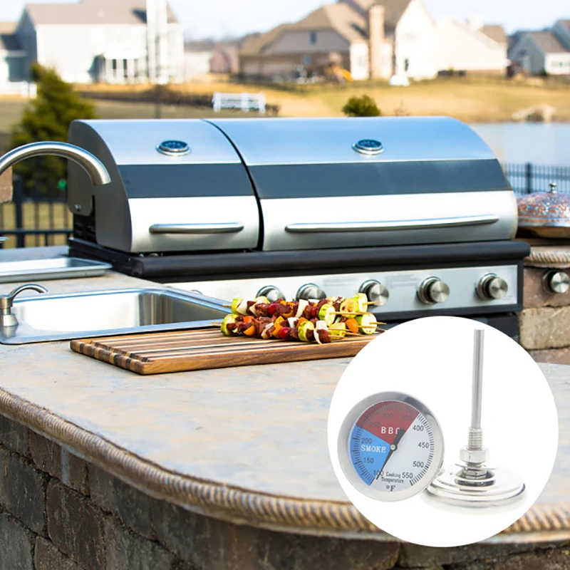 Mini thermomètre pour fumeur de barbecue en acier inoxydable, jauge de température 50-800 degrés Fahrenheit 10-400/50-350/50-500 degrés Celsius