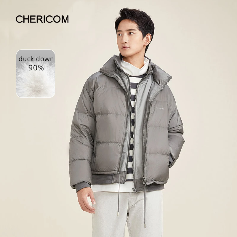 Chericom Men's Short Down Jacket High Quality For Winter Casual Bread Coat Sports Thicken Warm Versatile Puffer Jacket 278545