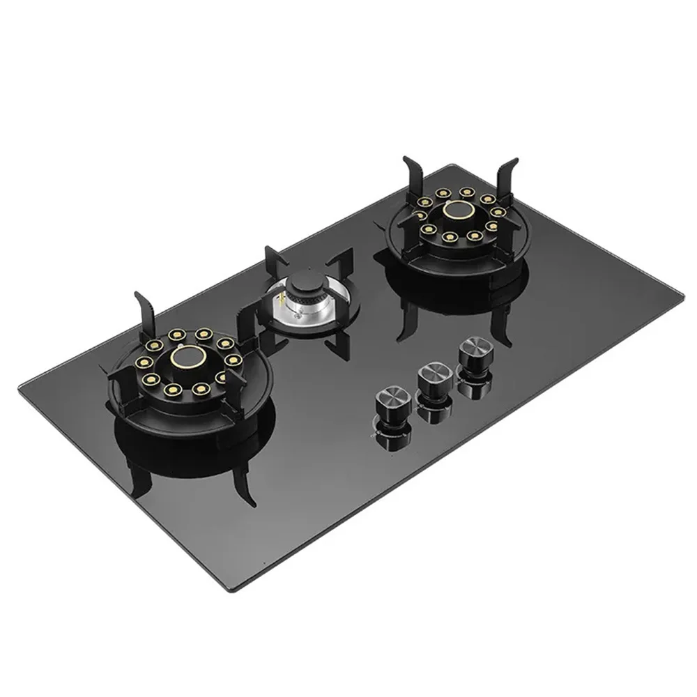 Складная газовая плита — варочная панель с двойной конфоркой и откидной крышкой, встроенная черная бытовая кухонная плита