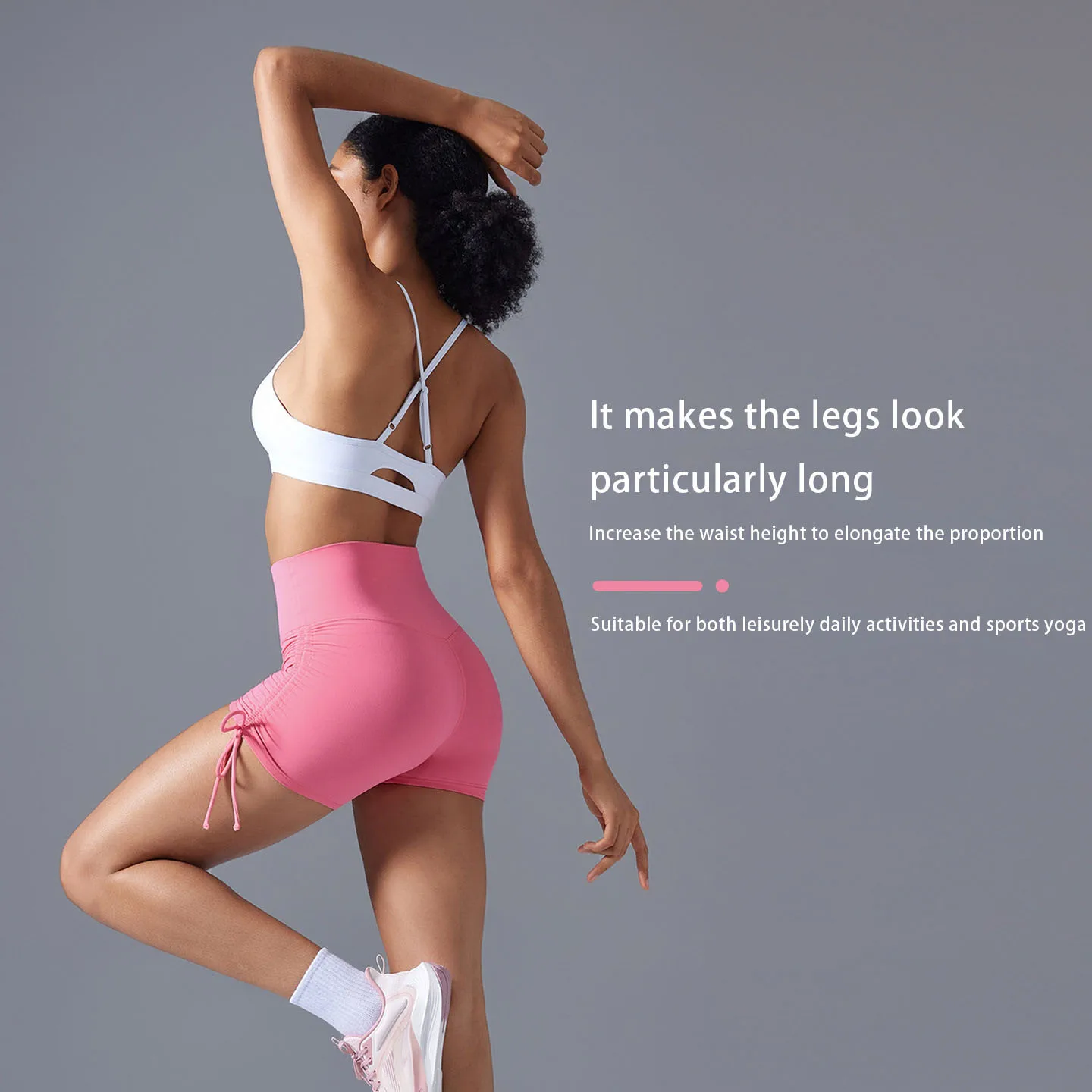 새로운 여성용 반바지, 누드 3점 요가 바지, 드로스트링 레깅스, 하이 웨이스트 엉덩이 리프팅 피트니스 사이클링 반바지