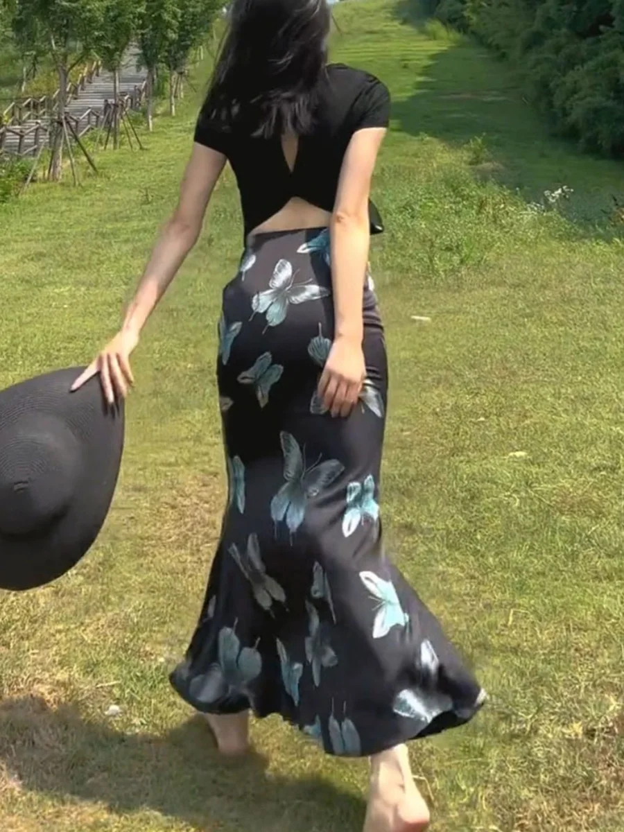 

Модная праздничная юбка-русалка с завышенной талией, стройнящая, повседневная, летняя, новинка 2024 года, женская одежда